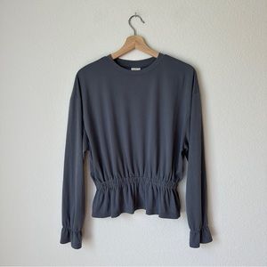 A New Day Grey Long Sleeve Peplum Top